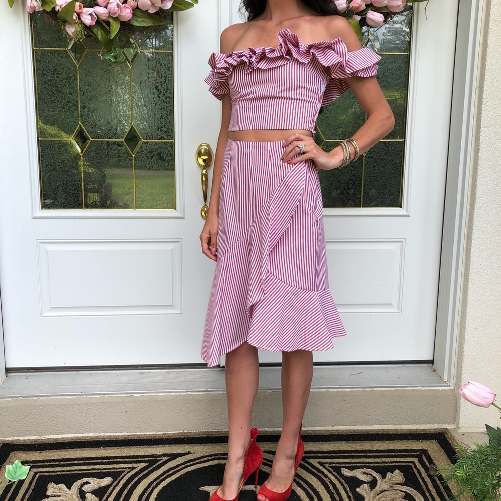 Wayf ruffle top and skirt